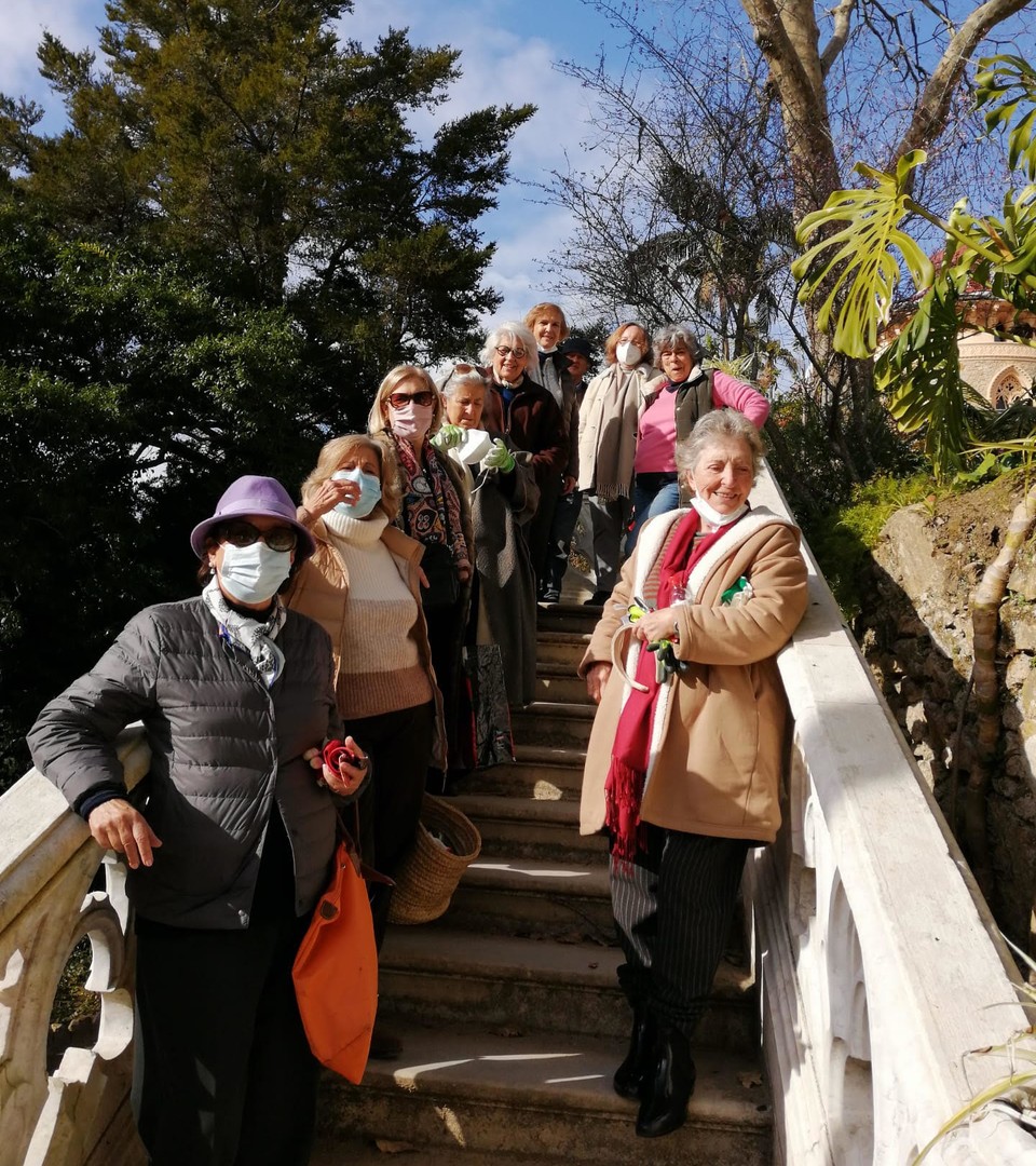 Pessoas da Associação Amigos de Monserrate numa escadaria